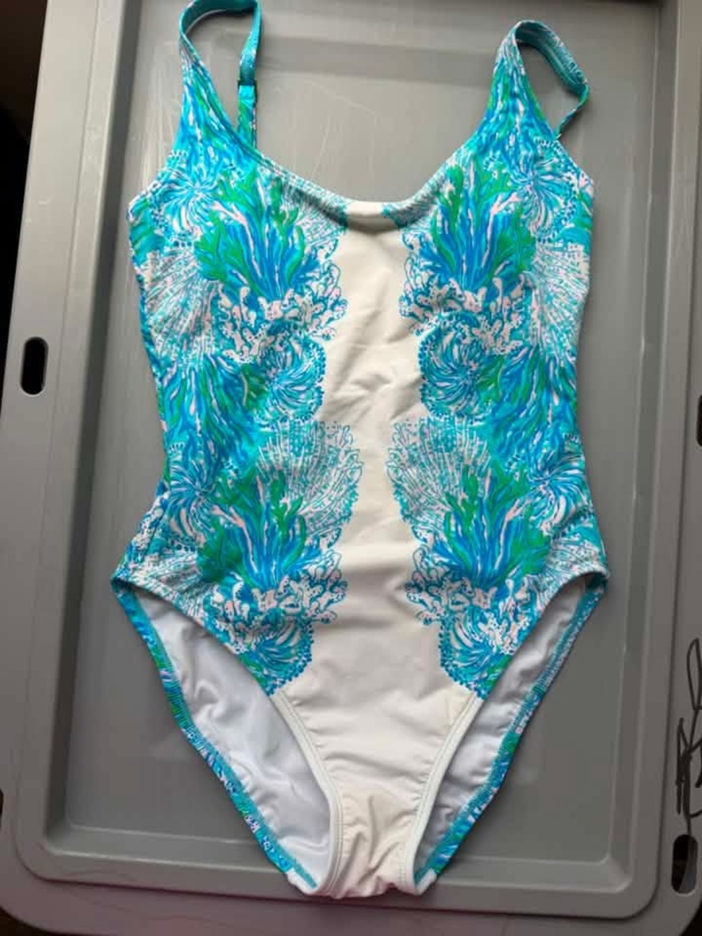 Lilly Pulitzer Turquoise, Aqua & White Floral One-Piece Swimsuit